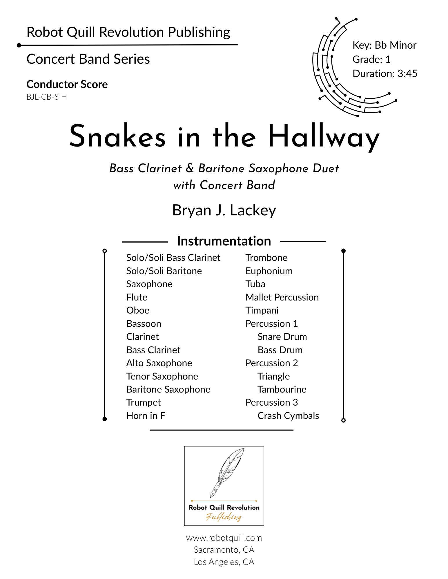 Snakes In The Hallway (bass clarinet and baritone saxophone duet with band)
